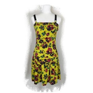 Rachel Roy Yellow Print Drop Waist Dress